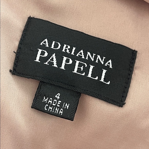 Adrianna Papell Black Mesh Panel Faux Wrap Tiered Cocktail Dress 4 - Picture 7 of 11